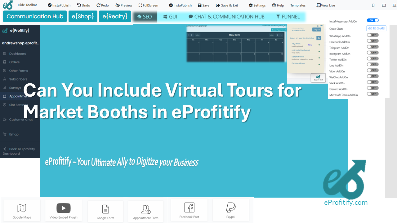 Can You Include Virtual Tours for Market Booths in eProfitify